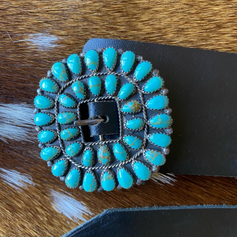 🛑SOLD🛑Gorgeous Turquoise & Sterling Silver Cluster Belt - Picture 2 of 8